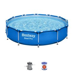 Бассейн каркасный 366х76 см, с фильтр-насосом, Steel Pro, BESTWAY 56681