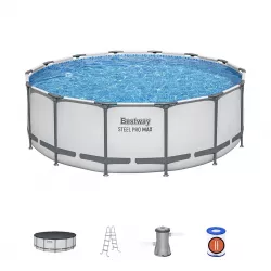 Бассейн каркасный 427x122 см, круглый, с фильтром, лестницей и тентом, BESTWAY 5612X