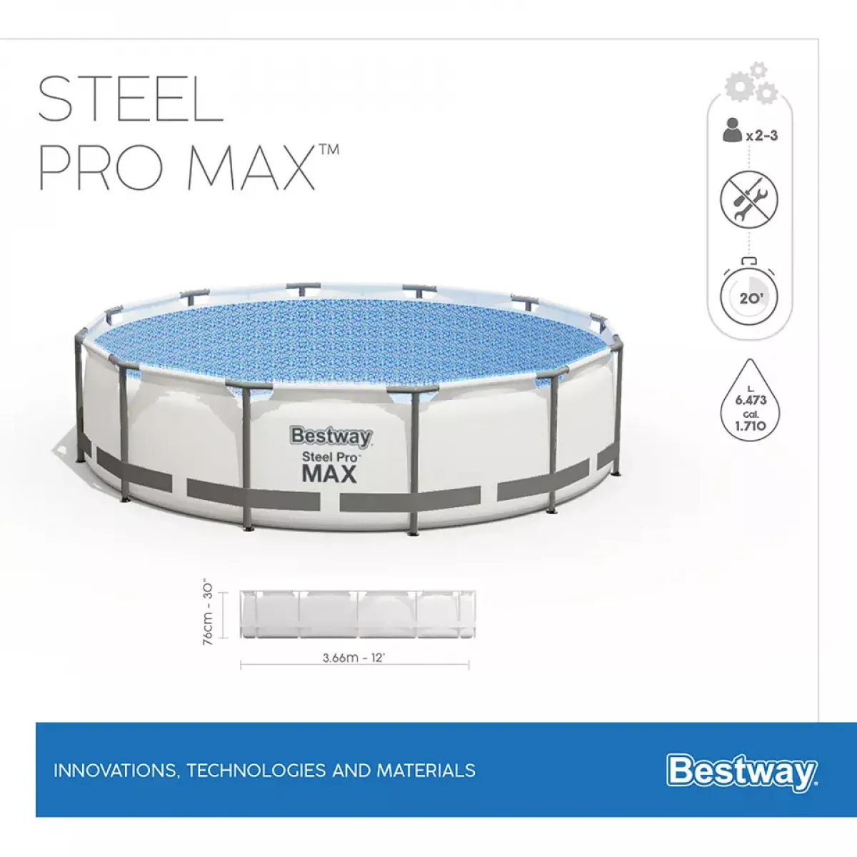Бассейн каркасный 366x76 см круглый с фильтром-насосом BESTWAY 56416 Бассейн каркасный 366x76 см круглый с фильтром-насосом BESTWAY 56416